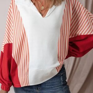 Striped Red and White Blouse